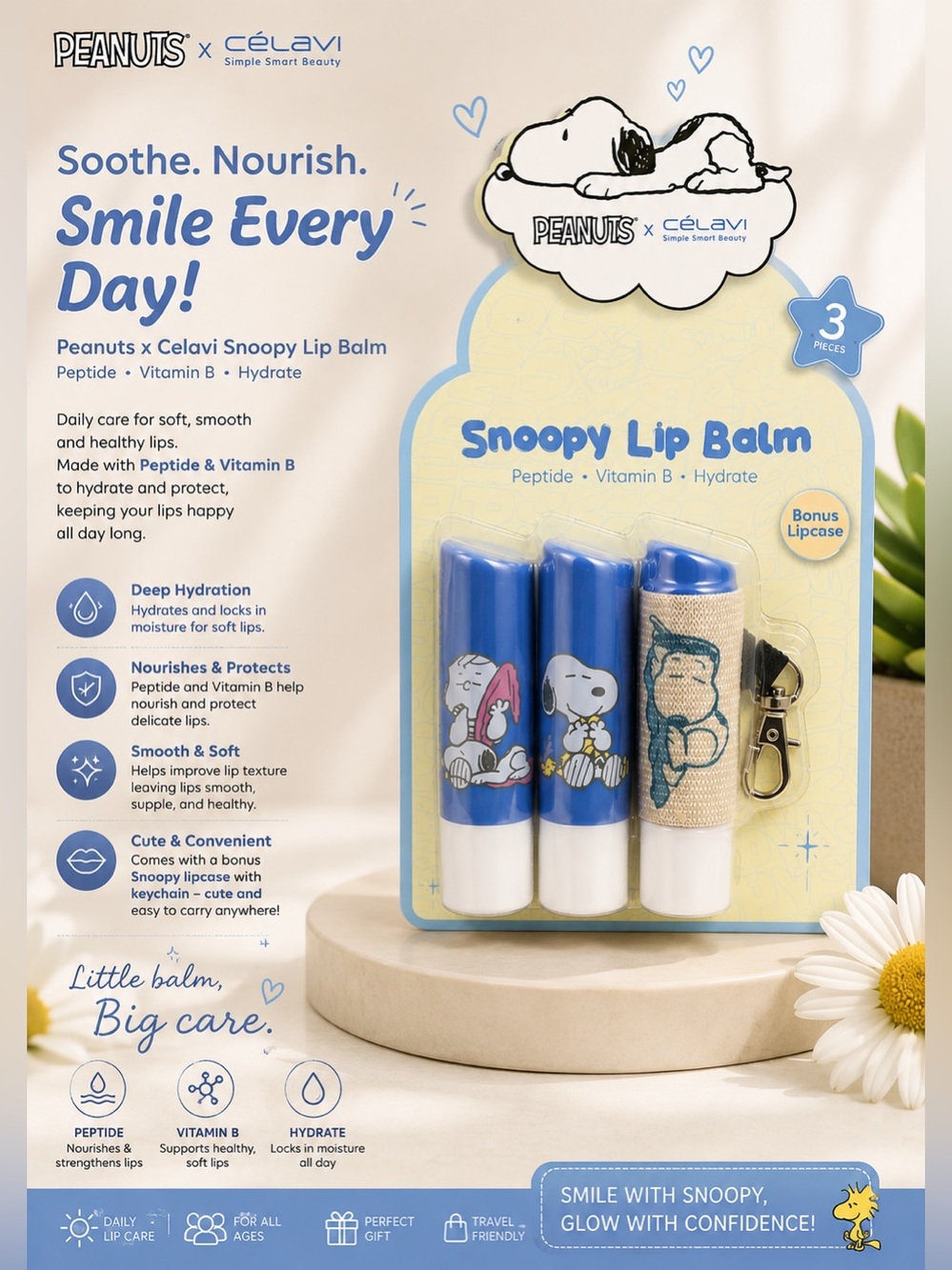 Peanuts x Célavi Snoopy Lip Balm Set - Picture 2 of 3